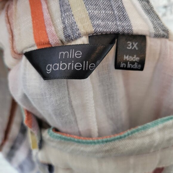 Mlle Gabrielle Womens Skirt 3X Plus Midi Pencil Brown Stripe Button STR7E - Picture 8 of 10